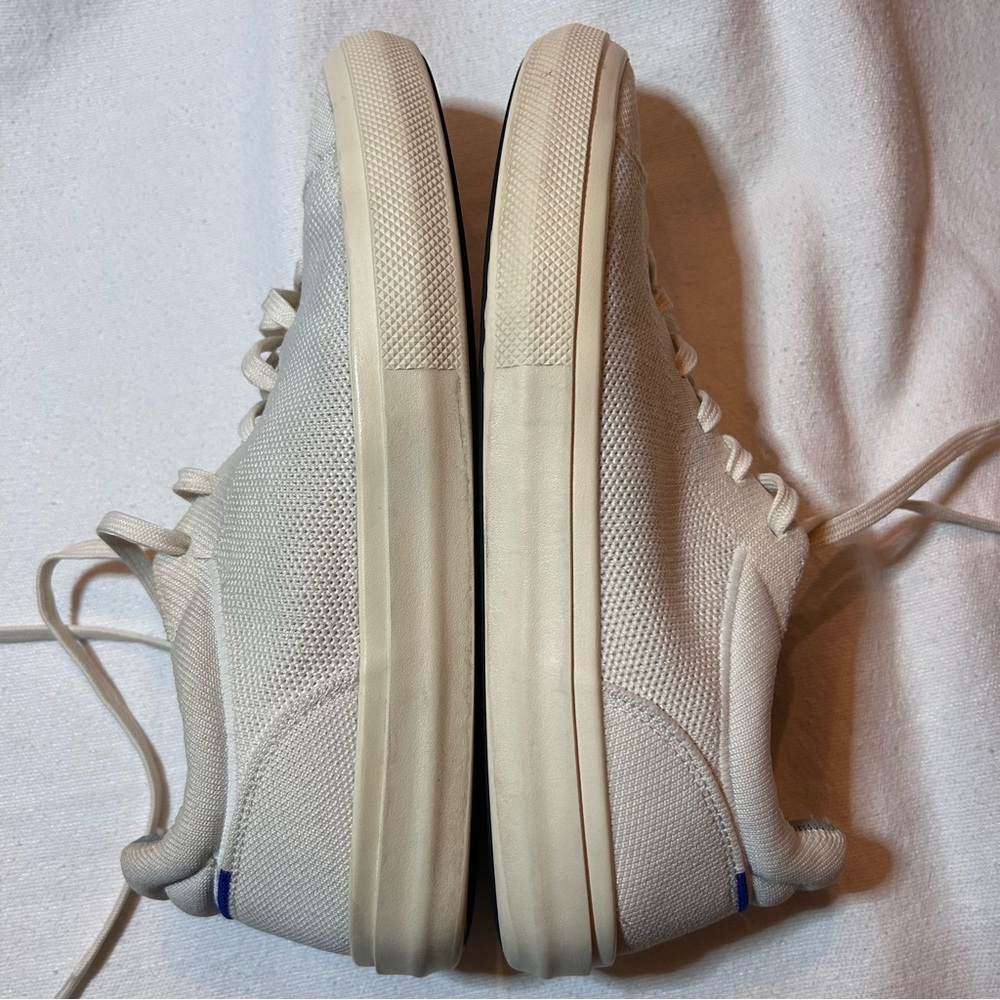 Rothy's RS02 Unisex Lace-Up Sneakers Men 9 Women 10.5 Beige Knit Mesh Comfort - Picture 7 of 8